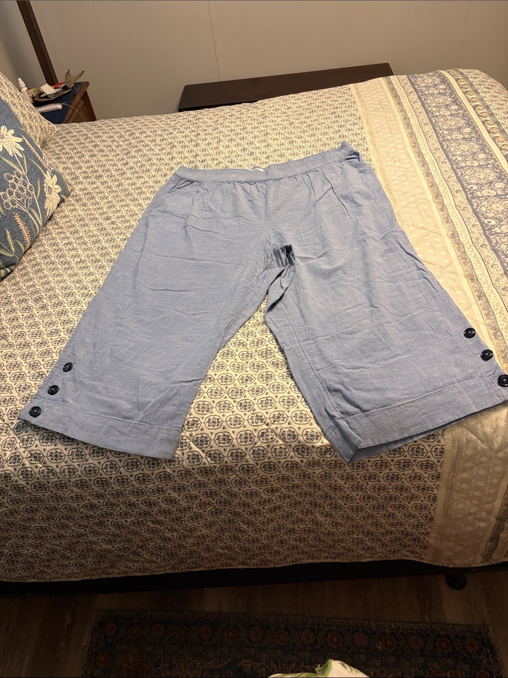 Light Blue Casual Pull-On Pants